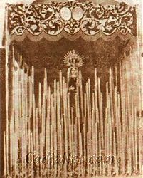 Cadiz:Virgen de la O. Palio y manto fueron adquiridos para Nuestra Señora de la Piedad de Jerez.