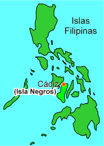 Cadiz:Este mapa señala el Cádiz fundado en las Islas Filipinas