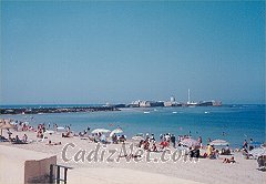 Cadiz:Playa de la Caleta y Castillo de San Sebastián al fondo