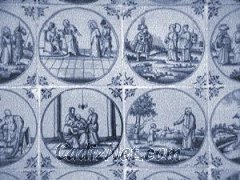 Cadiz:Detalle del zócalo de azulejos de Delft