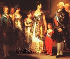 Cadiz:La familia de Carlos IV, de Goya. El rey aparece a la derecha y su hijo Fernando VII, de azul, a la izquierda