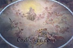 Cadiz:Las magníficas pinturas al fresco de la cúpula de la capilla son obra de Felipe Abarzuza